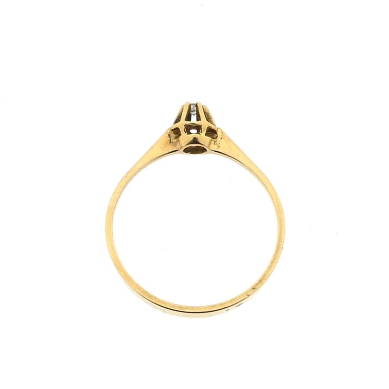 Image 6 of Gold solitaire ring with diamond; 0.03 ct.