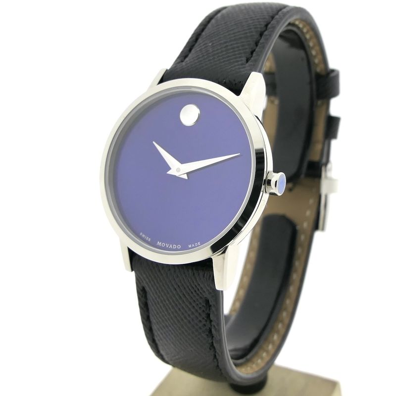 Image 2 of Movado Museum Classic; Steel women's watch with blue 'Mother of Pearl' dial; 0607422