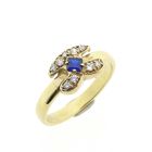 Image 1 of Gold ring with sapphire and zirconia