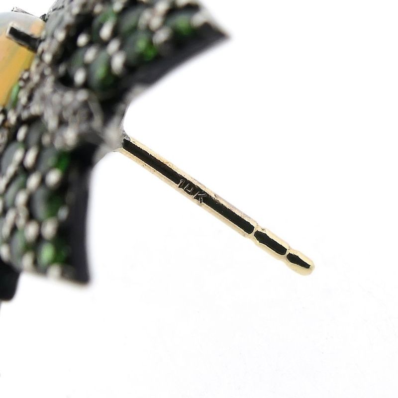 Afbeelding 6 van Goud met zilveren oorbellen met opaal, tsavoriet en diamanten; 1,00 ct. 