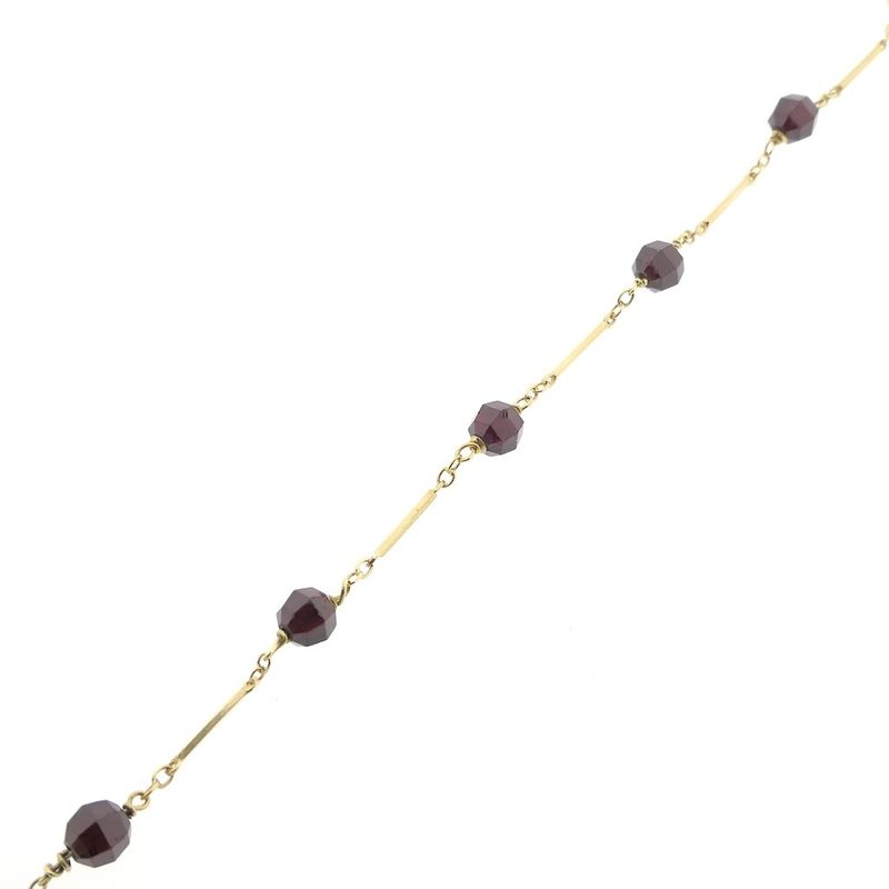 Image 9 of Gold bar link bracelet with garnet