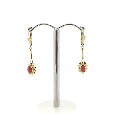 Image 1 of Vintage gold earrings with blood coral