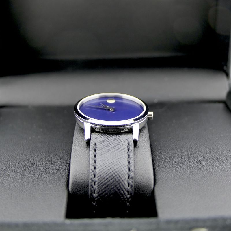 Image 17 of Movado Museum Classic; Steel women's watch with blue 'Mother of Pearl' dial; 0607422