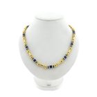 Afbeelding 1 van Gouden ketting met lapis lazuli en malachiet | 43,5 cm