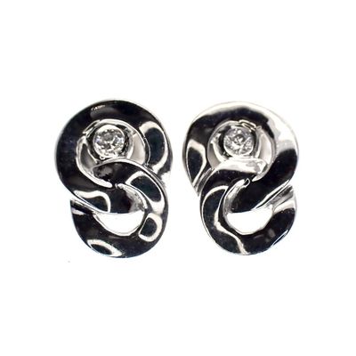Image 1 of Silver infinity stud earrings with zirconia