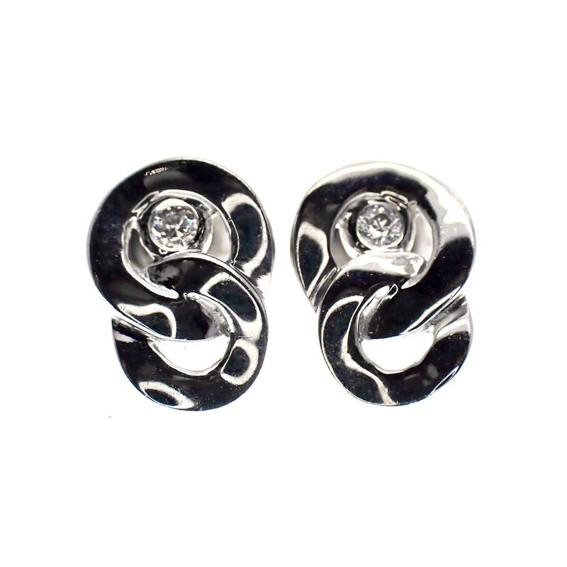 Image 1 of Silver infinity stud earrings with zirconia