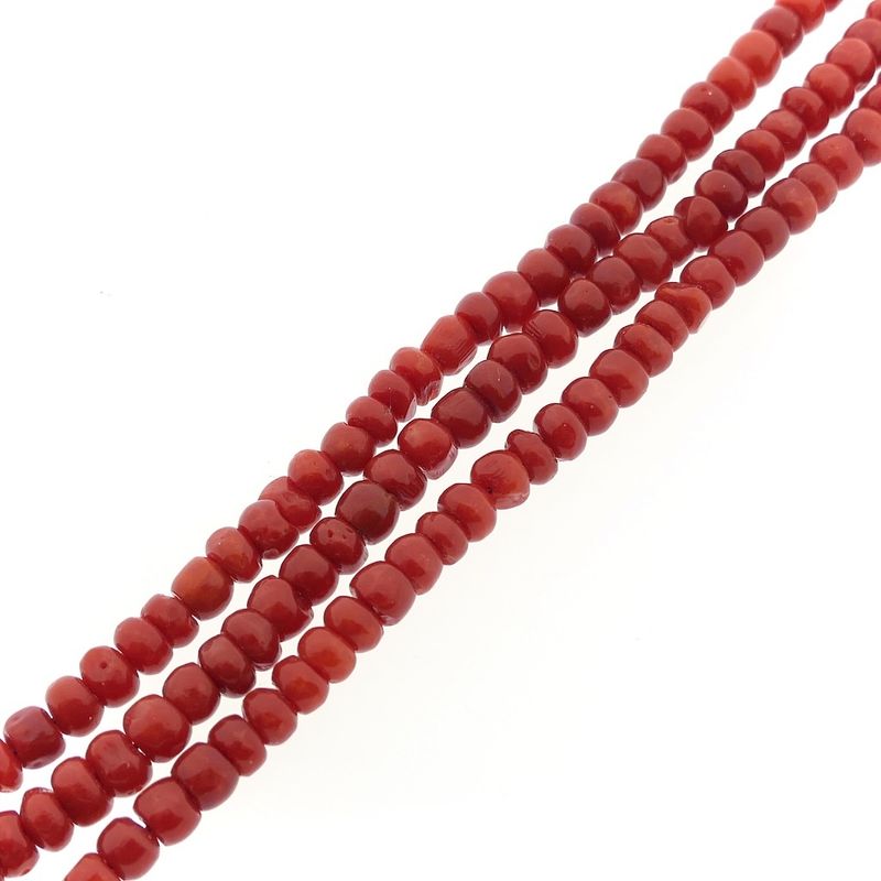 Image 7 of Antique red coral beaded bracelet with gold clasp.