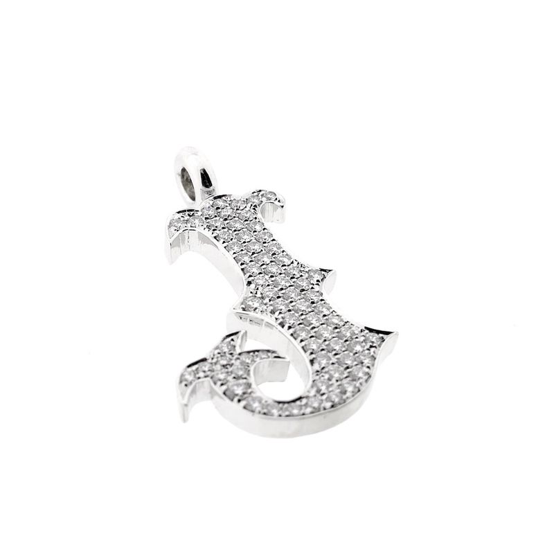 Image 6 of White gold pendant letter J with diamonds 0.345 ct.