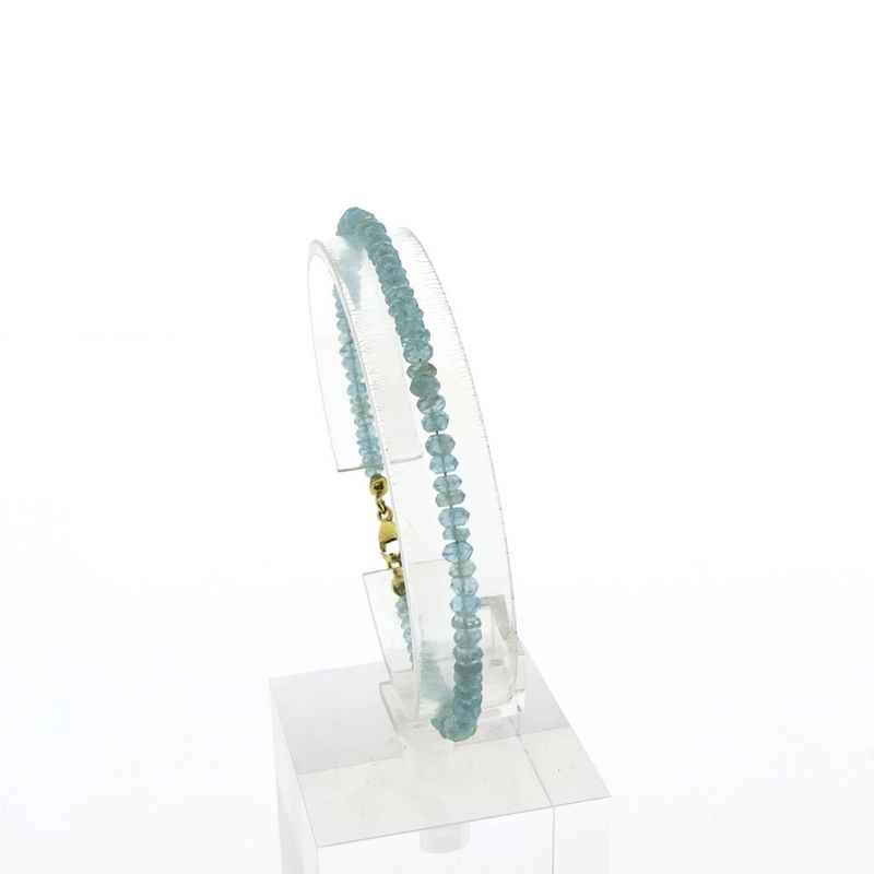 Image 1 of Gold beaded bracelet with aquamarine
