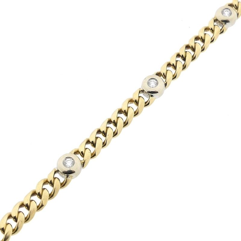 Image 8 of Two-tone gold flat gourmet link bracelet with diamonds; 0.42 ct.