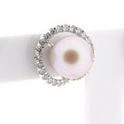 Image 4 of White gold stud earrings with Tahitian pearl and diamonds; approx. 0.64 ct.