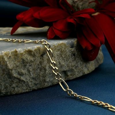 Image 2 of Gold subtle Figaro link bracelet | 21 cm