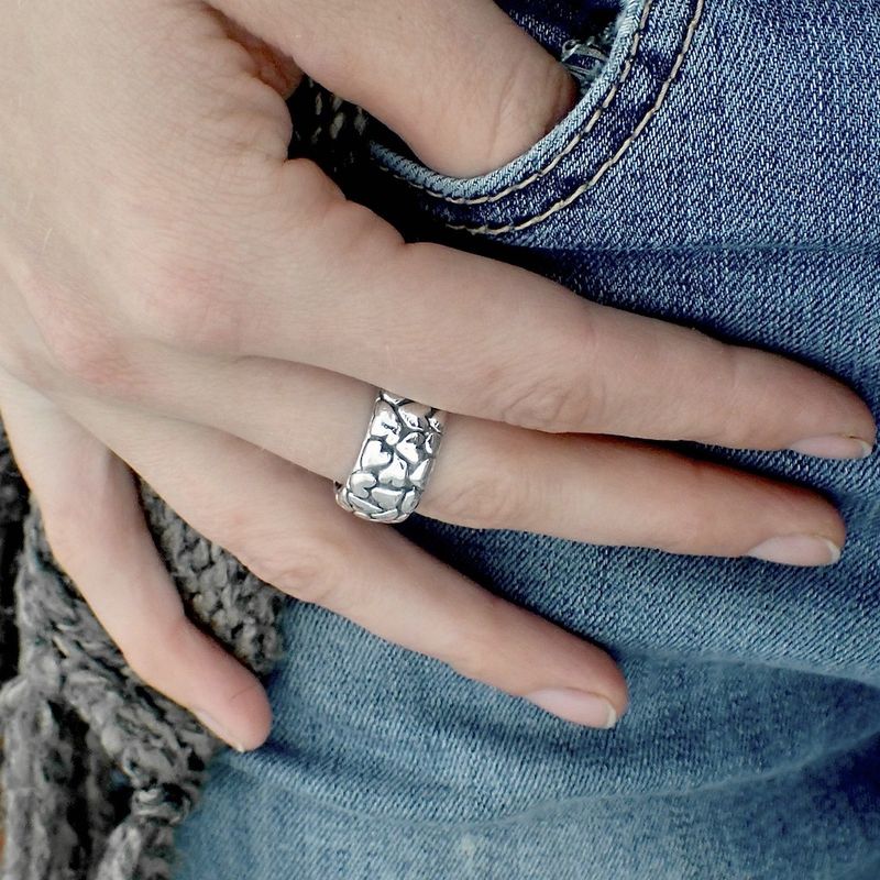Image 7 of Pandora ring; Silver; heart band
