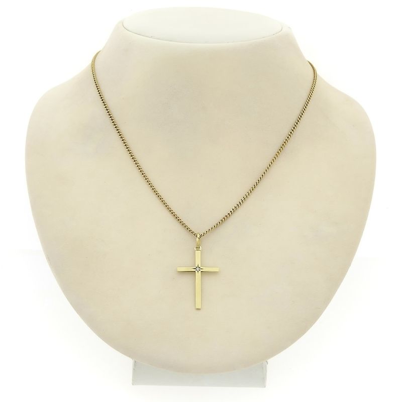 Image 3 of Gold pendant of a cross with diamond | 0.01 ct.