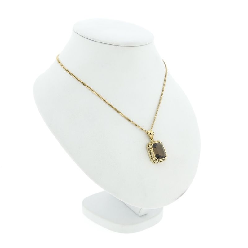 Image 9 of Vintage gold pendant with smoky quartz.