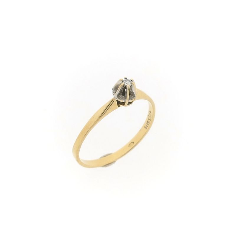 Image 1 of Gold solitaire ring with diamond | 0.02 ct.