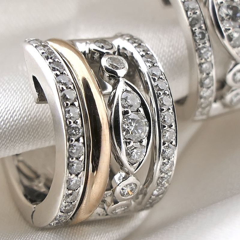 Image 7 of Two-tone gold AL CORO earrings with 0.50 ct. diamonds.