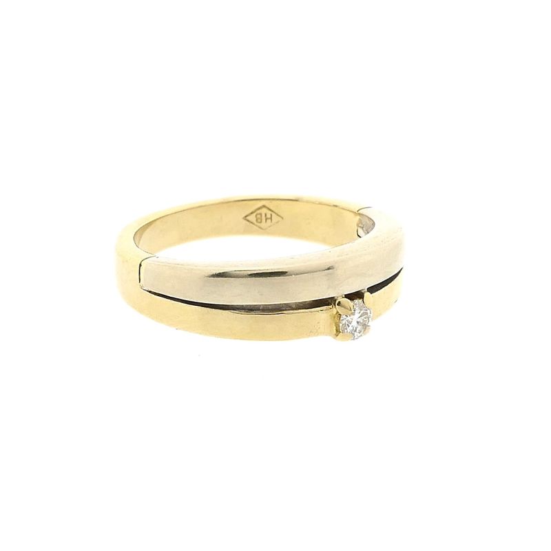Image 4 of Bicolor Gold Ring with Diamond; 0.11 ct.