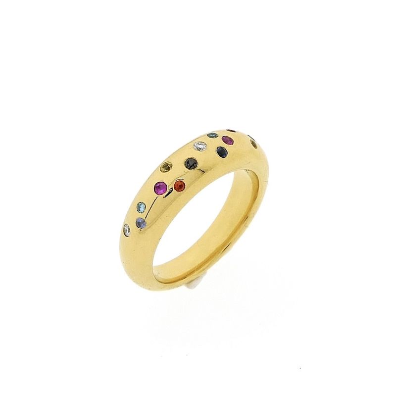 Image 1 of Gold ring set with a cluster of sapphires and diamonds | Bron Jewelry