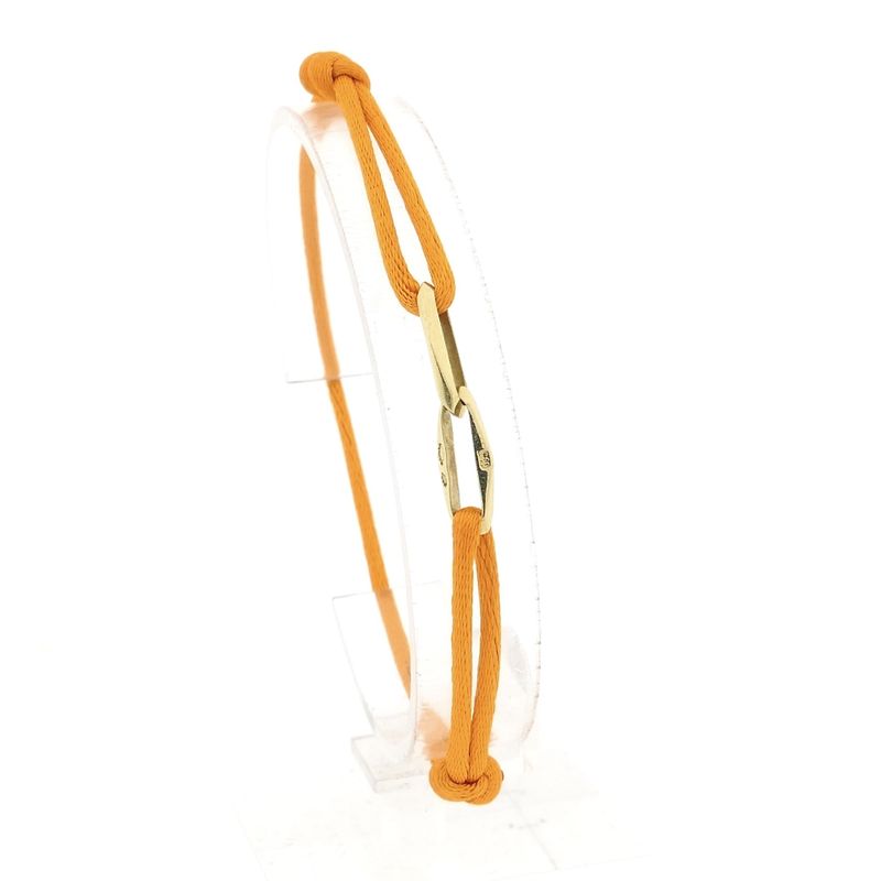 Image 3 of Forever Knots® Handmade Orange Satin Bracelet with Gold Link