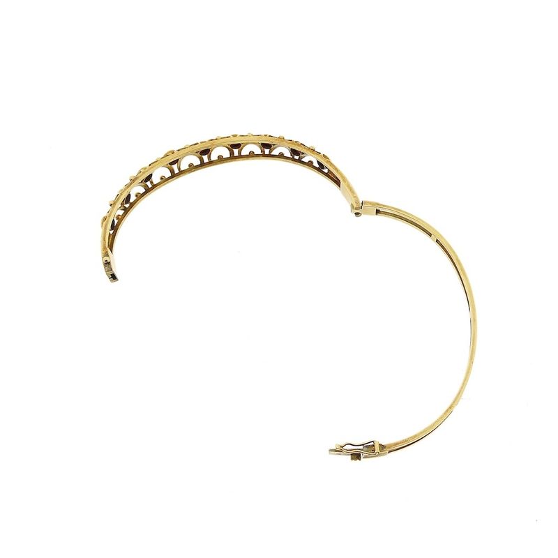 Image 9 of Vintage gold bangle with garnet; Size M