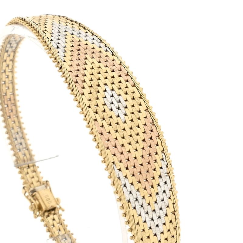 Image 3 of Vintage Tricolor Gold Panther Link Bracelet