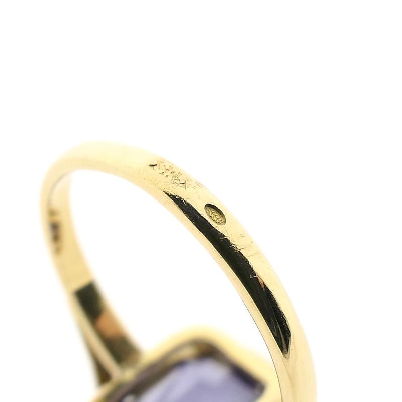 Image 8 of 14K Yellow Gold Ring with Purple Gemstone; Size 17.25