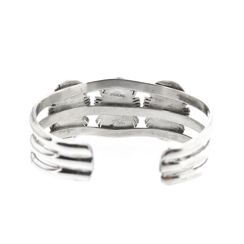 Image 4 of Silver Bohemian Cuff Bracelet with Turquoise | Size S/M