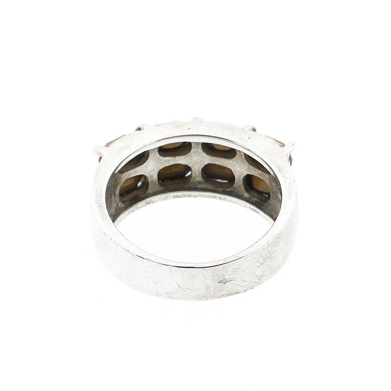 Image 4 of Biba silver ring with orange zirconia stones.