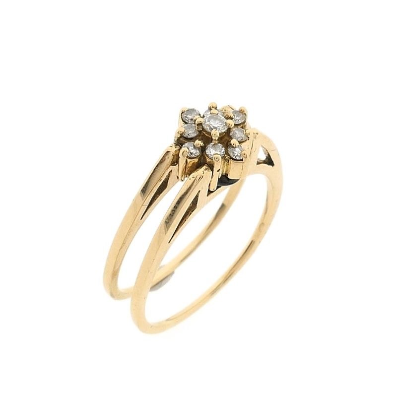 Image 7 of Gold reversible ring set with sapphire and diamond | 0.38 ct.