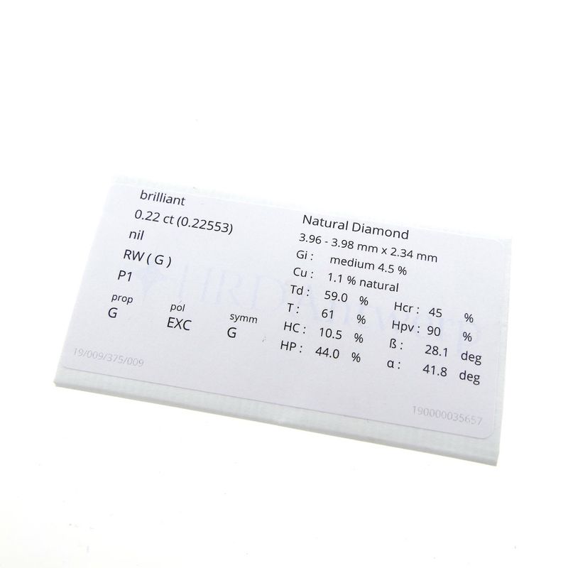 Image 11 of 0.22 ct. Brilliant cut diamond G/I1 + HRD Certificate - Natural diamond