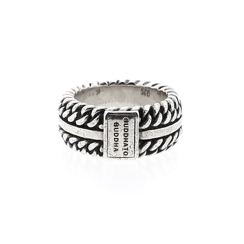 Afbeelding 3 van Zilveren Buddha to Buddha Chain Textuur Ring