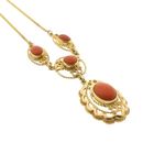 Image 4 of Antique gold Venetian link chain with fixed pendant and blood coral