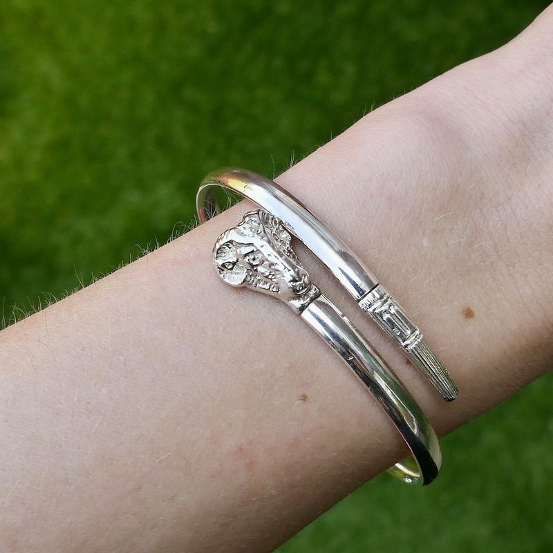 Image 4 of Silver clamp bracelet with a ram's head | Ø 59 mm