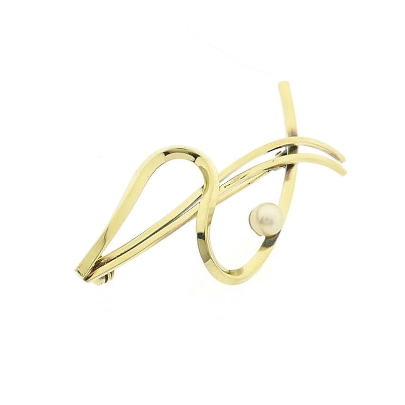 Image 8 of Vintage gold brooch with pearl