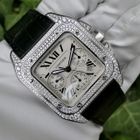 Image 27 of Cartier Santos 100 XL Chronograph 'Factory-Set' Diamonds 2891; 18k white gold watch with diamonds