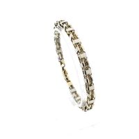 Two-tone gold magnum link bracelet