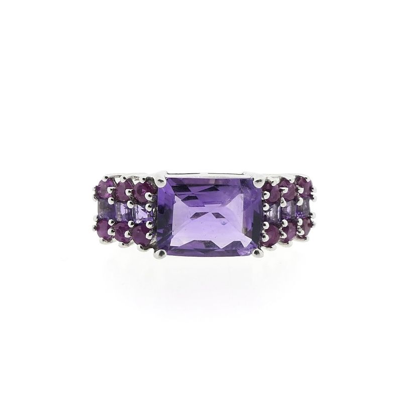 Image 3 of Silver ring with ruby ​​and purple zirconia