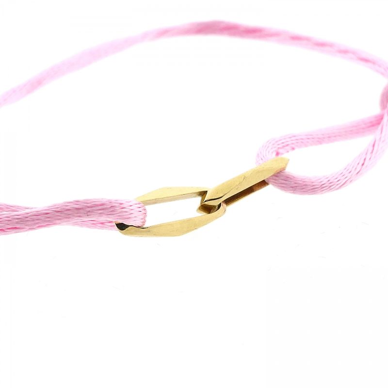 Image 4 of Forever Knots® Handmade Pink Satin Bracelet with Gold Link