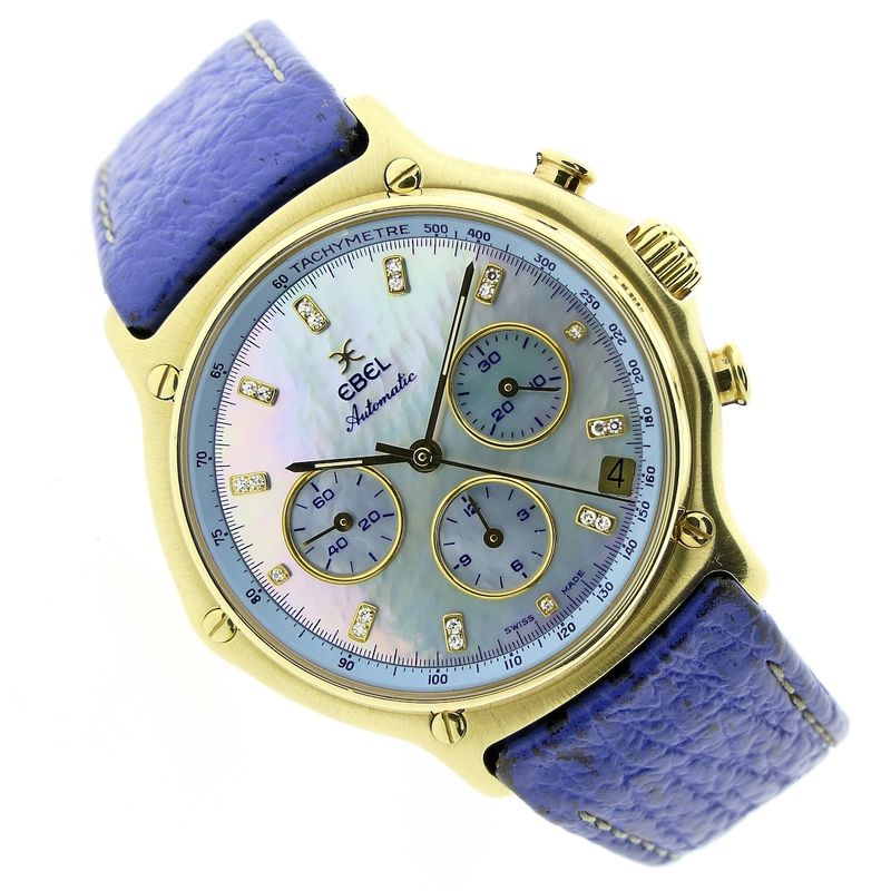 Image 11 of Ebel 1911 El Primero Chronograph; 18k gold watch with mother-of-pearl dial and diamonds