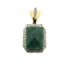 Image 1 of Vintage gold pendant with aventurine and diamonds; 0.04 ct.