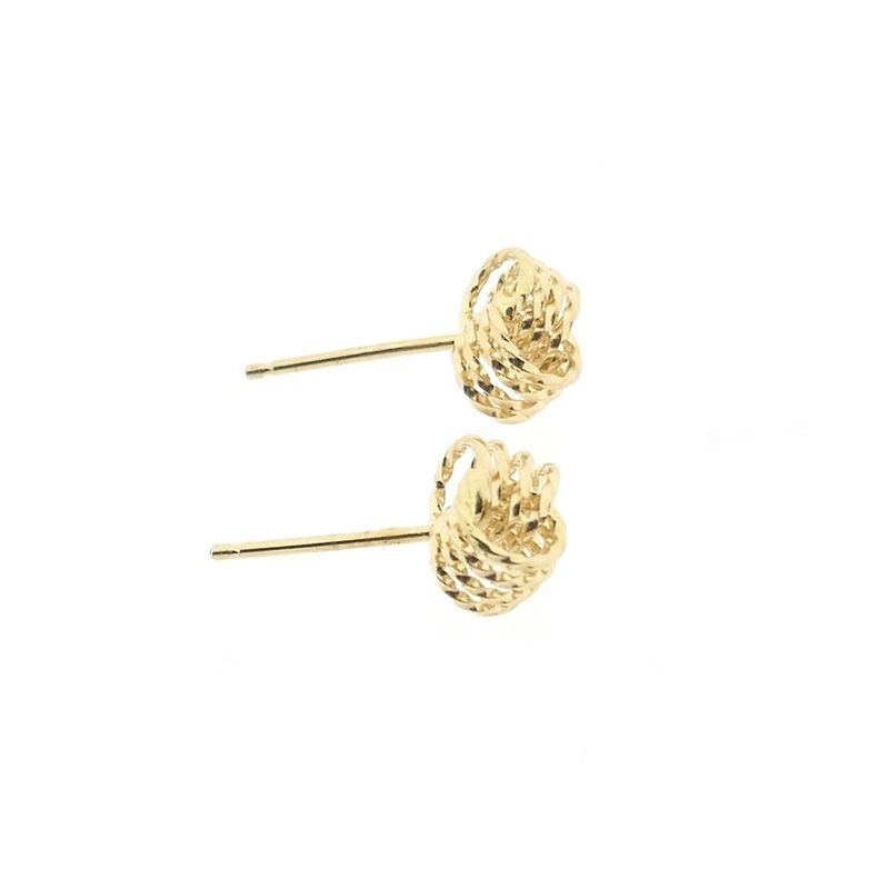 Image 8 of Gold twisted stud earrings as a button