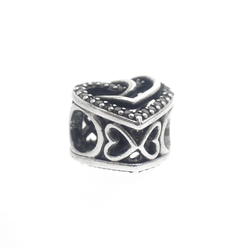 Image 4 of Pandora Moments charm; Silver; Sparkling Entwined Hearts