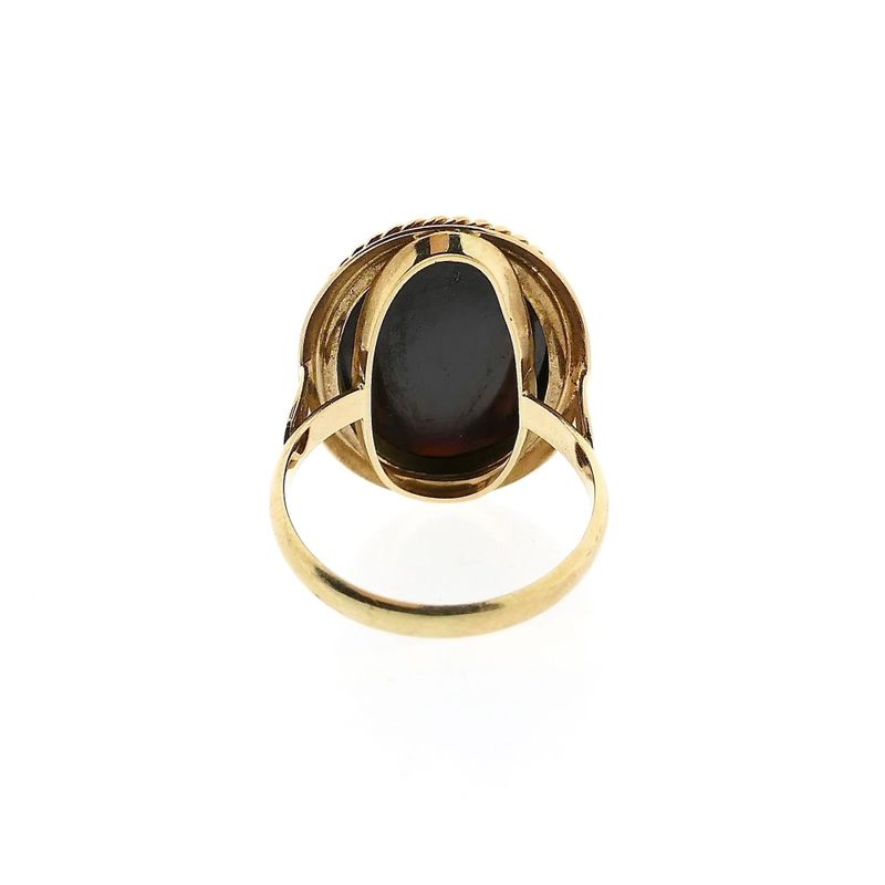 Image 4 of Gold Garnet Statement Ring; 14K; Size 18