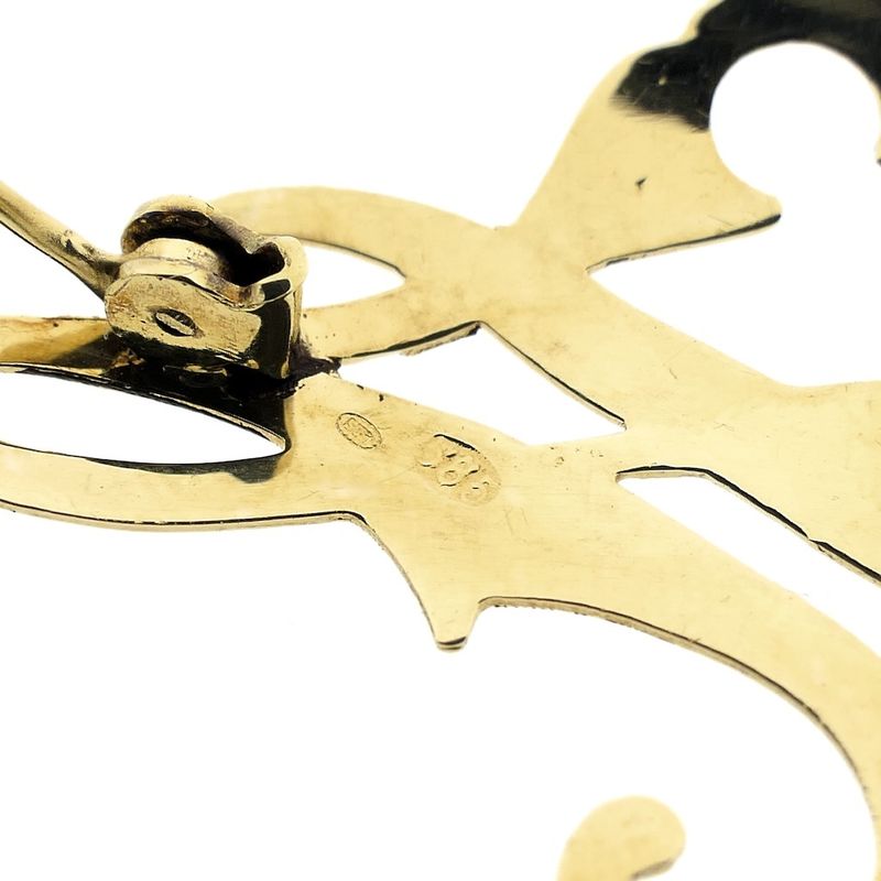 Image 4 of Gold letter brooch; letter H