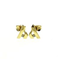 Yellow gold stud earrings with zirconia