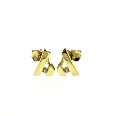 Image 1 of Yellow gold stud earrings with zirconia