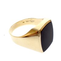 Large gold men's signet ring with onyx