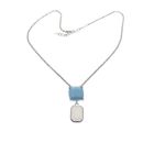 Image 2 of Silver necklace with turquoise and milkstone pendant; 40-45 cm