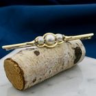 Image 2 of Vintage Gold Brooch with Cultured Pearls